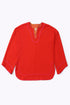 Top in cotton and viscose with round neckline